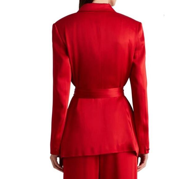 Ralph Lauren Collection Purple Label Belted Satin Blazer Jacket 6 Red NWT $3490 - Picture 8 of 11